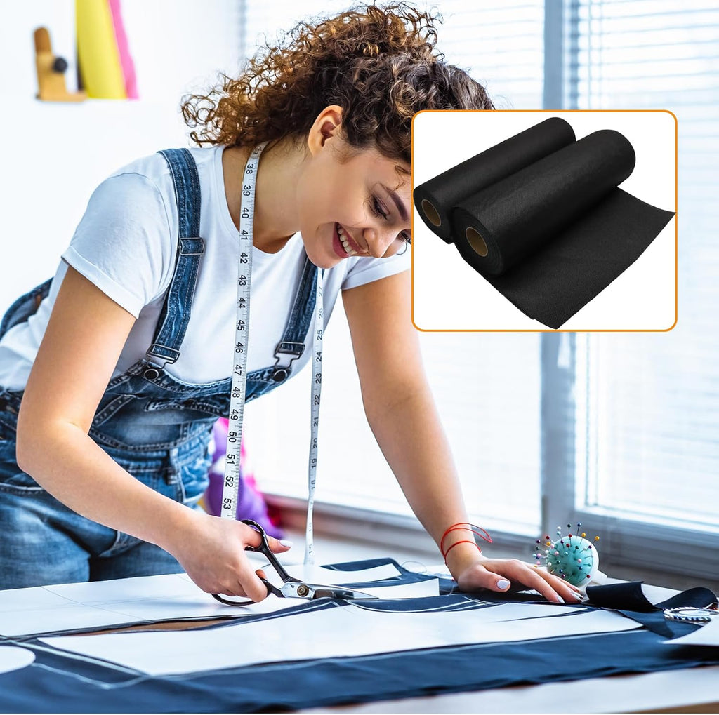 Qjaiune Medium Weight Fusible Interfacing, 11.8 Inch x 30 Yards, Black