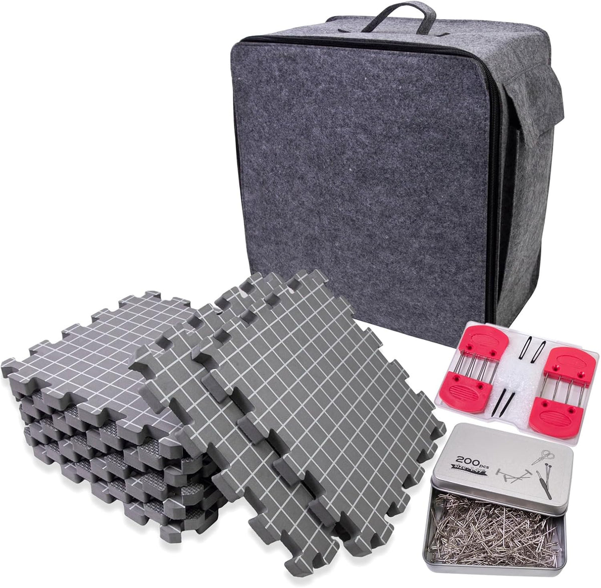 32x32cm Knitting Blocking Mat Set with 8 Knit Combs 200 T Pin and 2