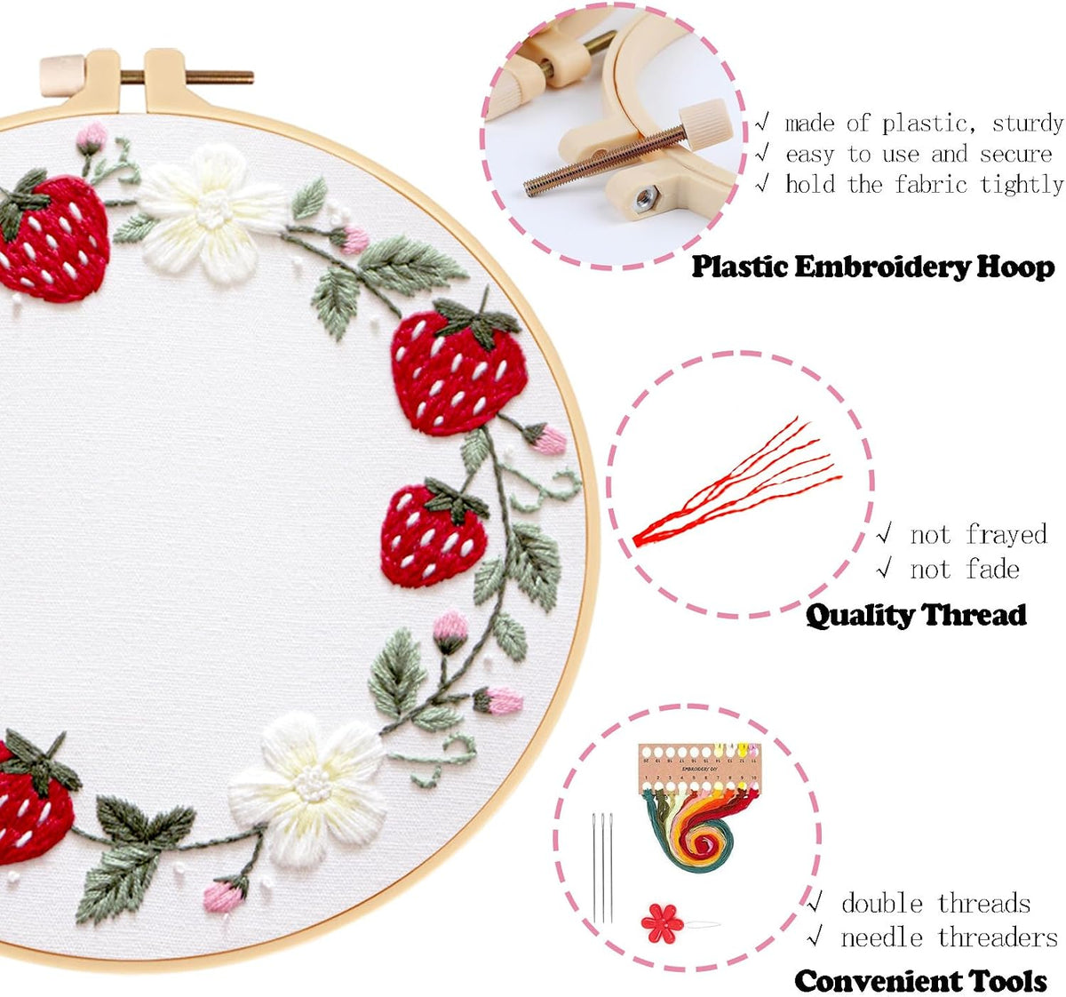 Topapfo Strawberry Embroidery Kit for Beginners Adults, Funny