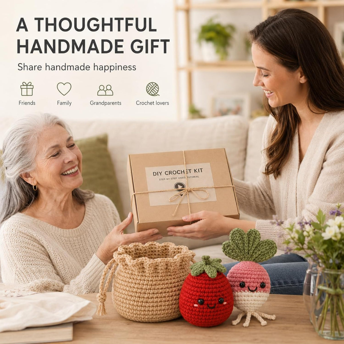 Yang Tuanjie Crochet Kit for Beginners, Strawberry Radish Basket Set