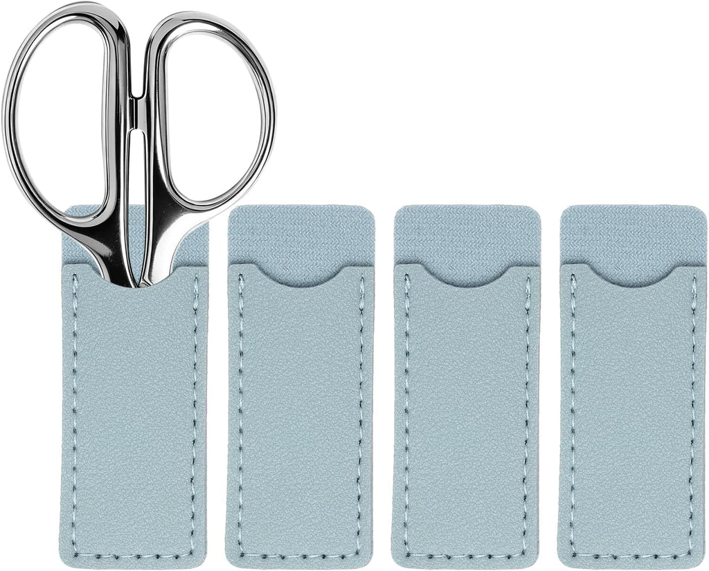 uxcell 4Pcs Scissors Sheath Leather Scissor Tip Cover Home Use Light