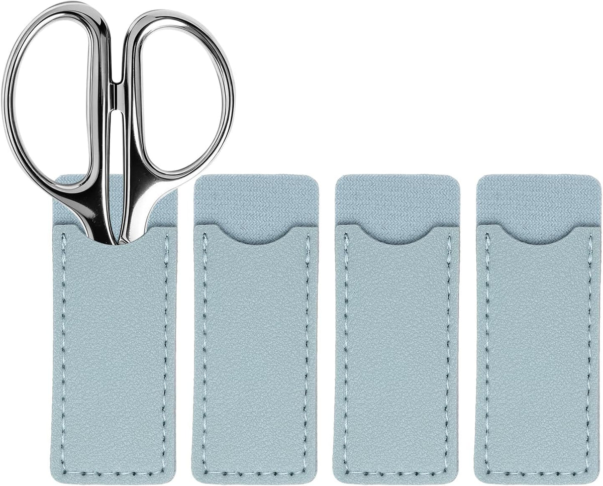 uxcell 4Pcs Scissors Sheath Leather Scissor Tip Cover Home Use Light