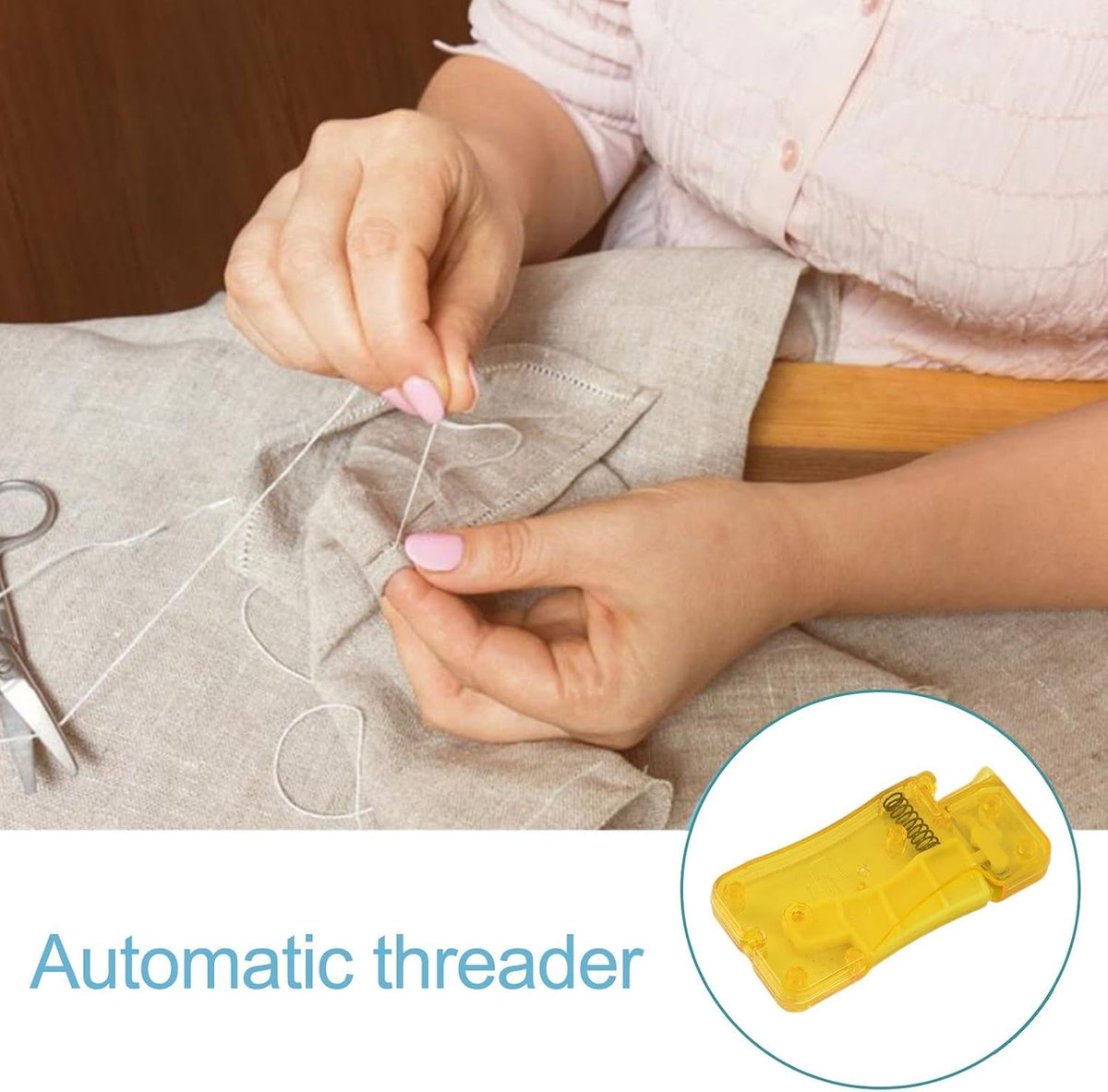 Yellow Spring Needle Threader 3.5cm Automatic Tool