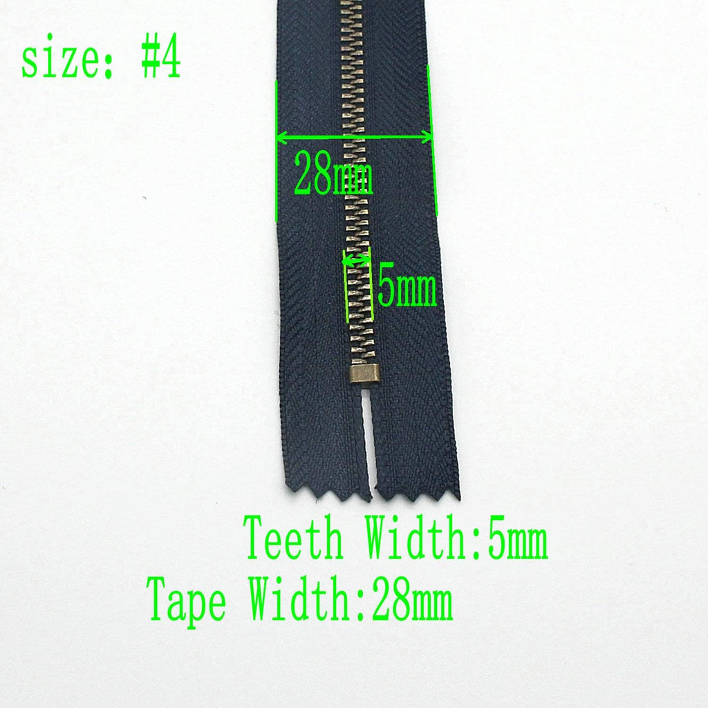 Leekayer #4 Metal Zipper for Jeans 7" Antique Brass Y-Teeth Zipper
