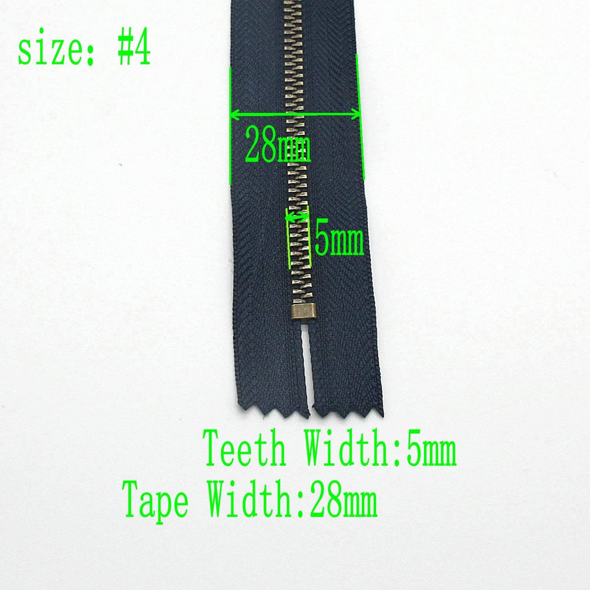 Leekayer #4 Metal Zipper for Jeans 7" Antique Brass Y-Teeth Zipper