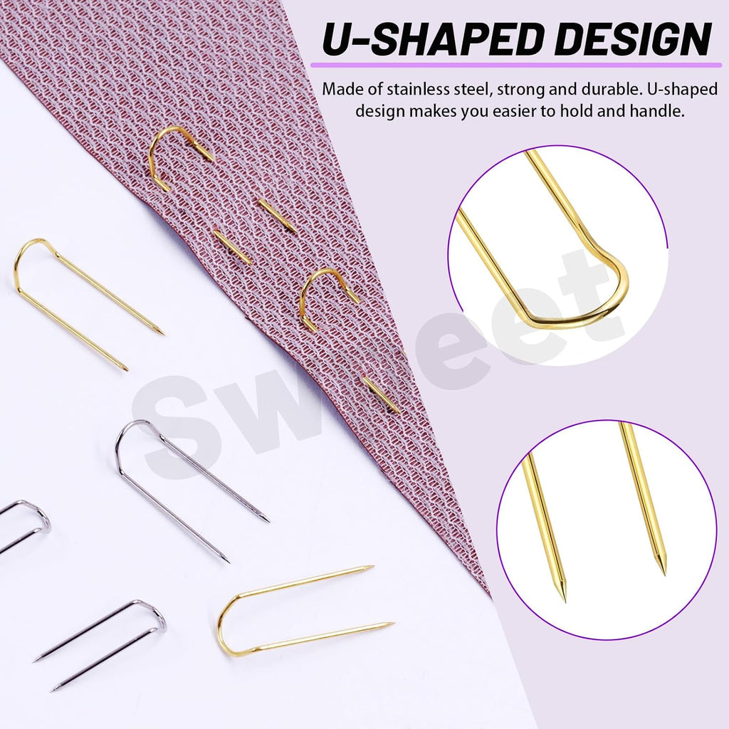 Swpeet 150Pcs 3 Colors 23mm/ 0.9 Inch Stainless Steel Sewing U-Pins
