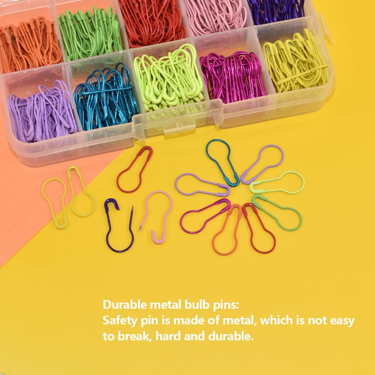 500 Pieces Safety Gourd Bulb Metal Pins 0.85"/ 22mm 10 Colors for