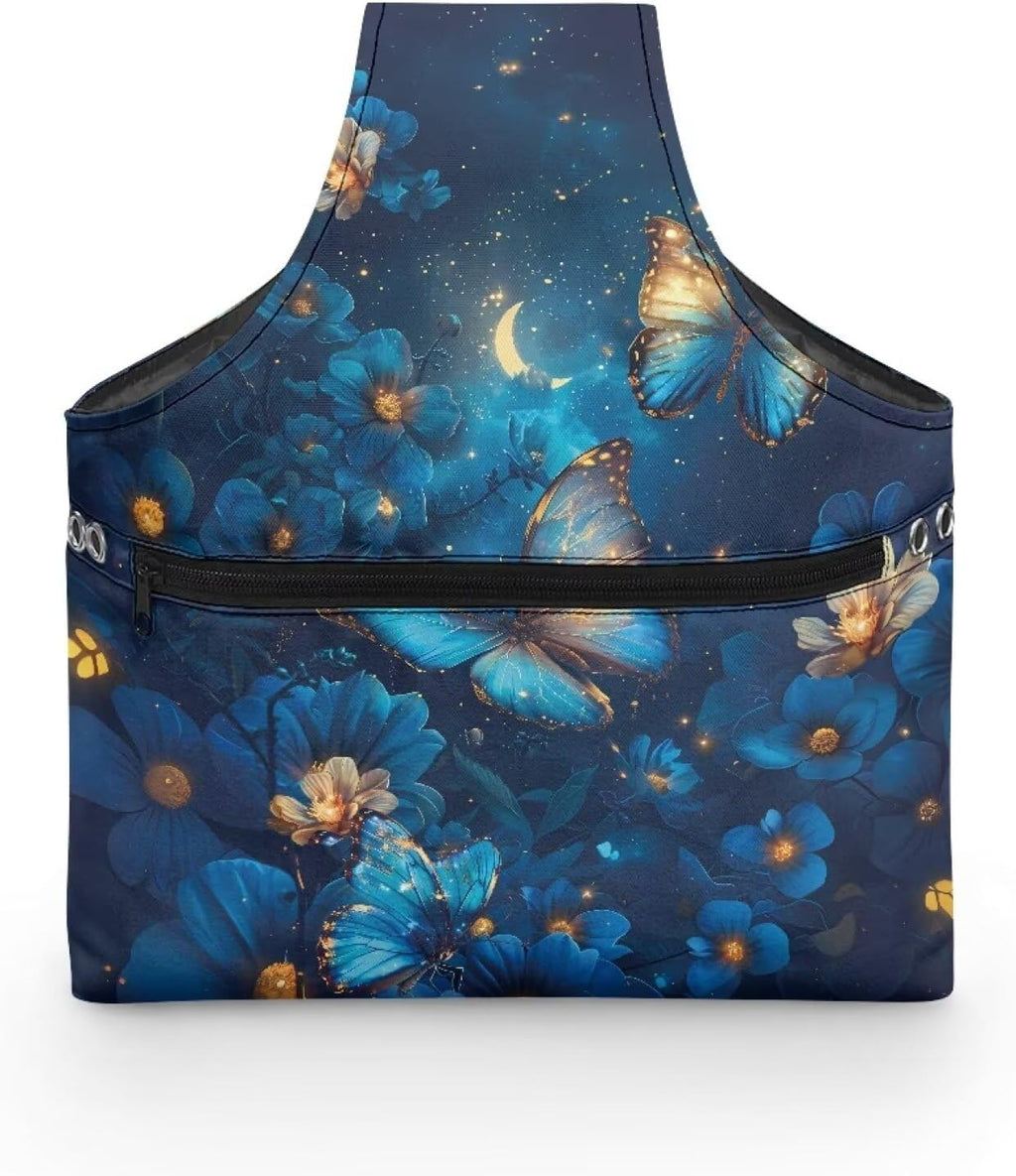 Snilety Blue Butterfly Embroidery Project Carrying Bag Portable