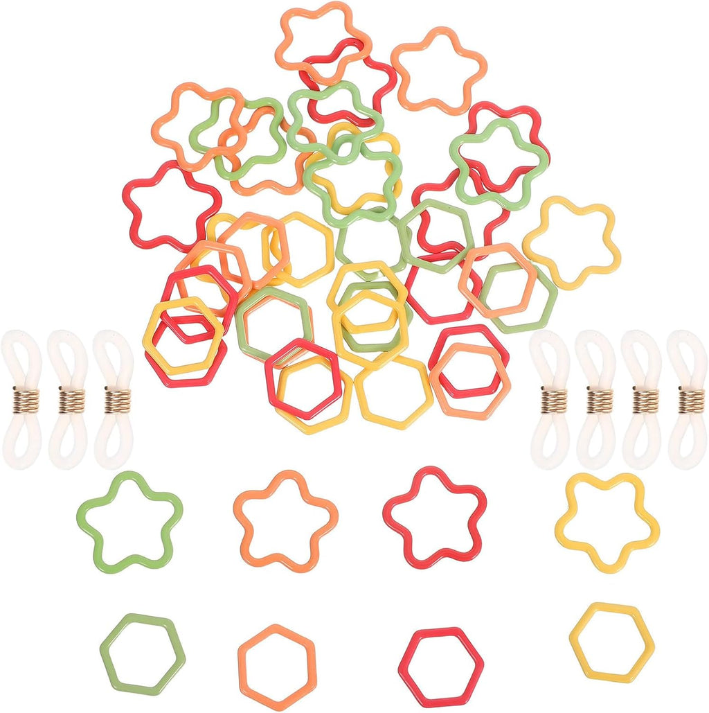 Colorful Stitch Markers for Crocheting, Locking Clips, Star Hexagon