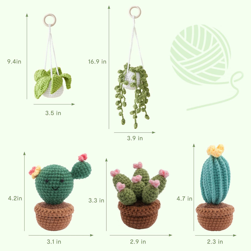 HOUSE CREATIVITY Crochet Kit for Beginners, Make 5 Hanging Potted