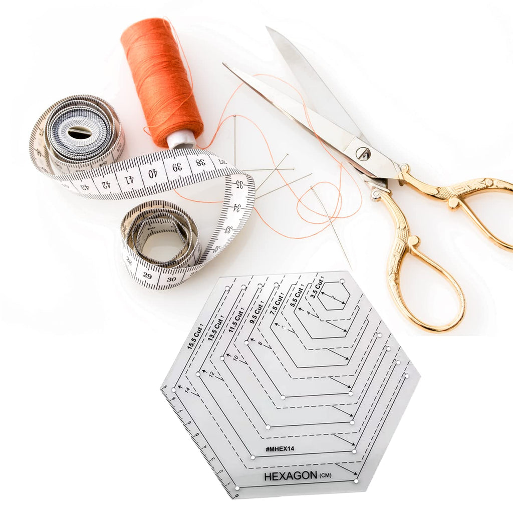 1 Pcs Transparent Quilting Templates Ruler Hexagon Shape Templates