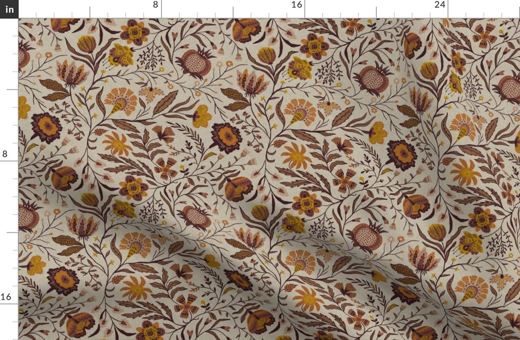 Spoonflower Fabric Bohemian Botanical Floral on Essex Linen