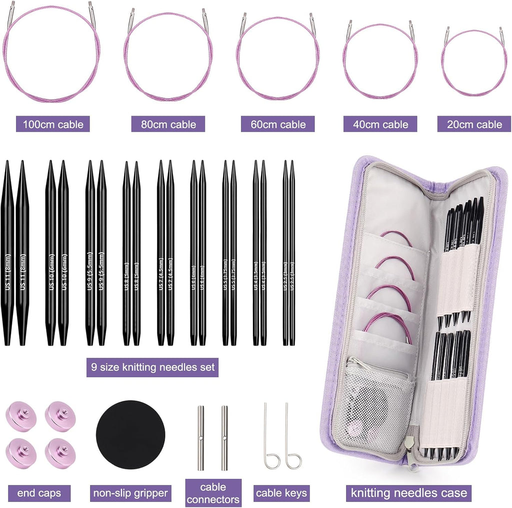 Katech Interchangeable Knitting Needles Set- 9 PRS Circular Knitting