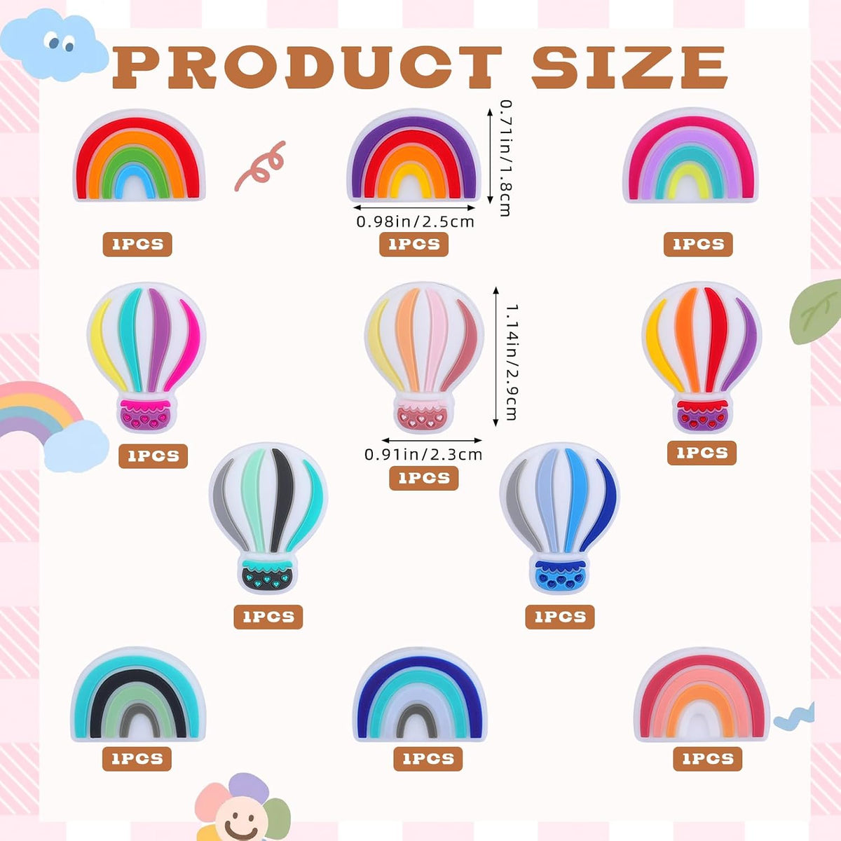 BEEFLYING Knitting Needle Stoppers 3D Cute Rainbow, Fit Size 2.5~8mm
