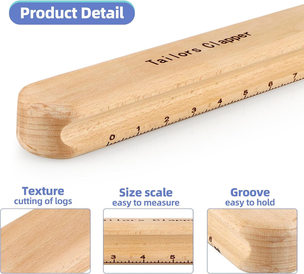 MOLIGOU Tailors Clapper, Clapper for Quilting, Wood Clapper for