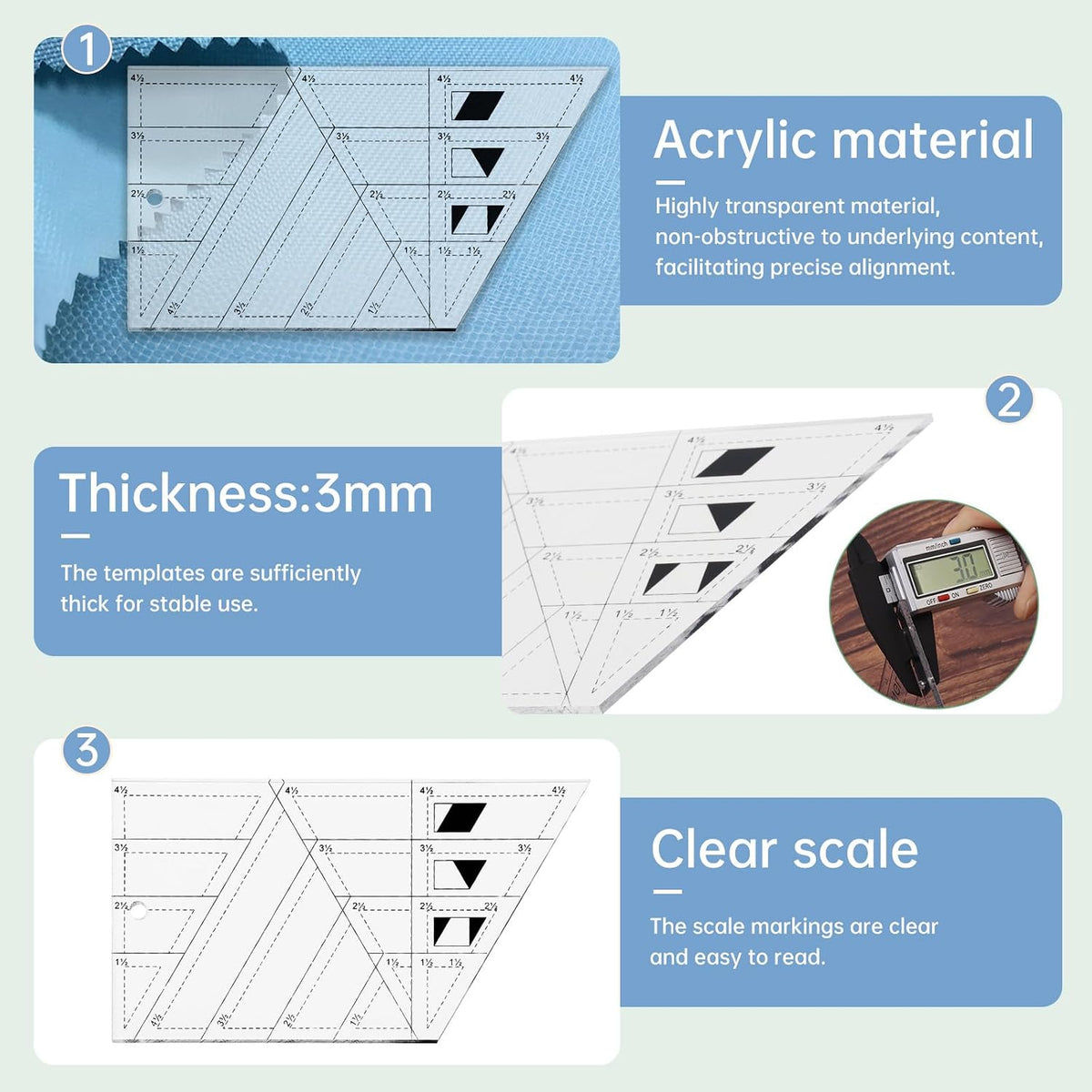 Acrylic Trapezoid Sewing Ruler for Quilting, Patchwork, and Garment