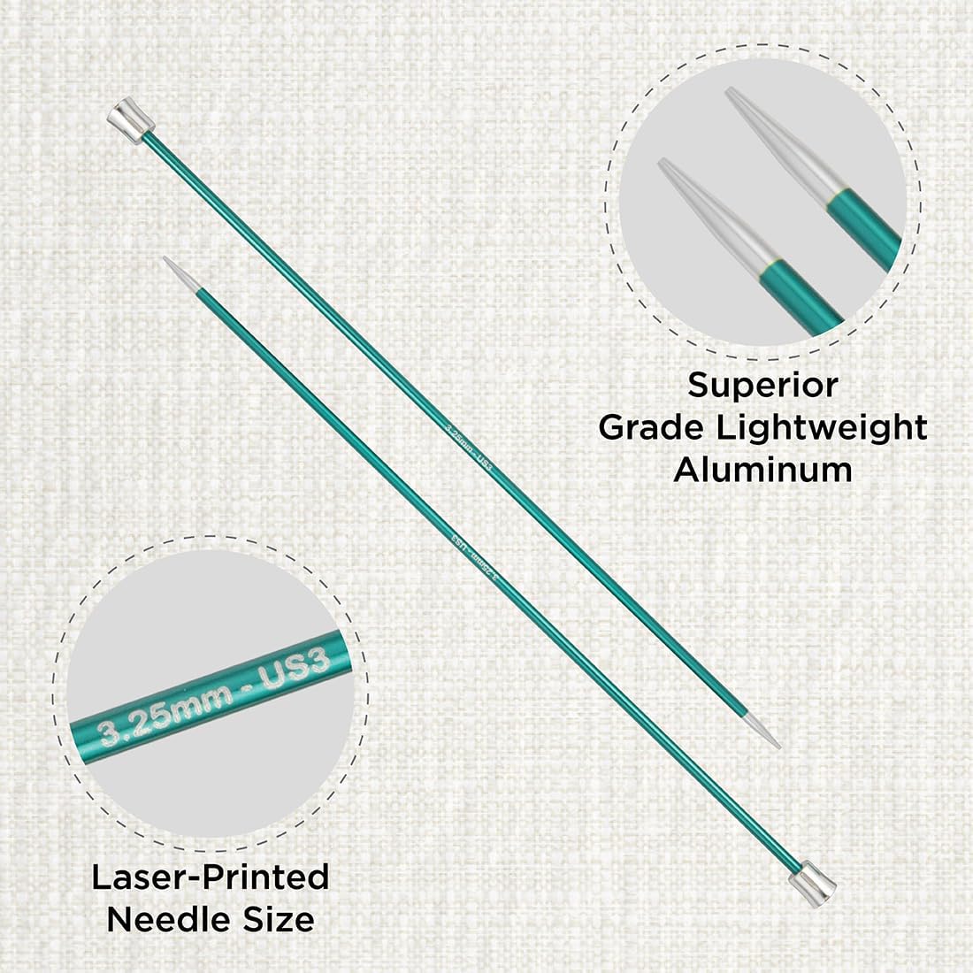 KnitPro Zing Single Pointed Needles 16" (40cm) | US Size 3 (3.25mm)