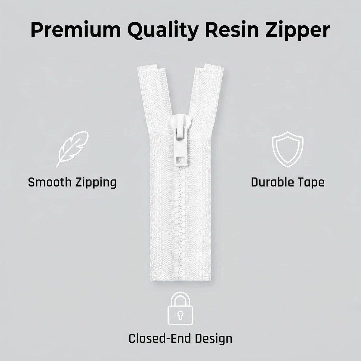 Sawoake 2PCS #5 22 Inch Separating Jacket Zippers for Sewing Coats