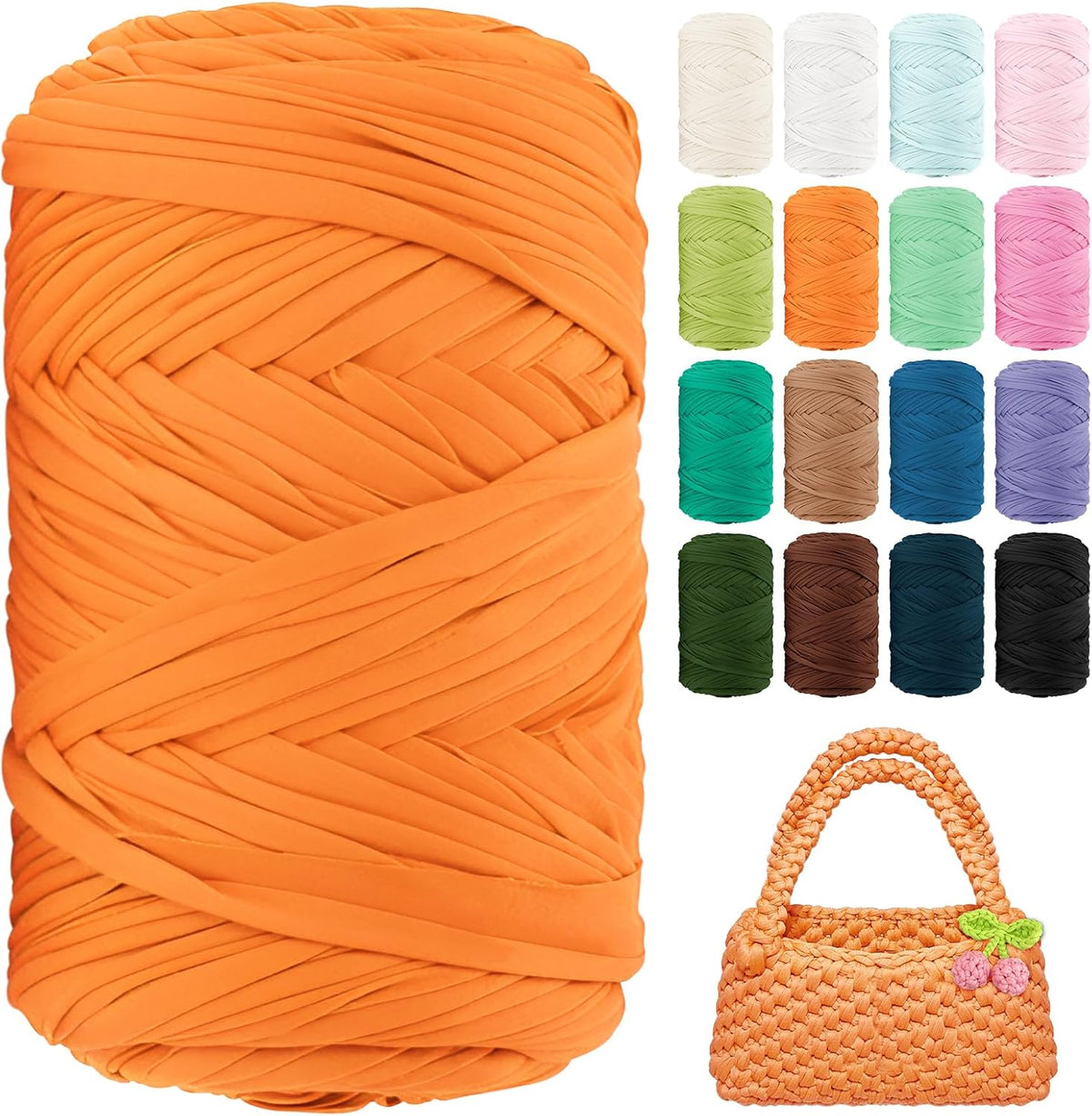 T Shirt Yarn 130 Yards Beginner Crochet Yarn Polyester Yarn (Orange)
