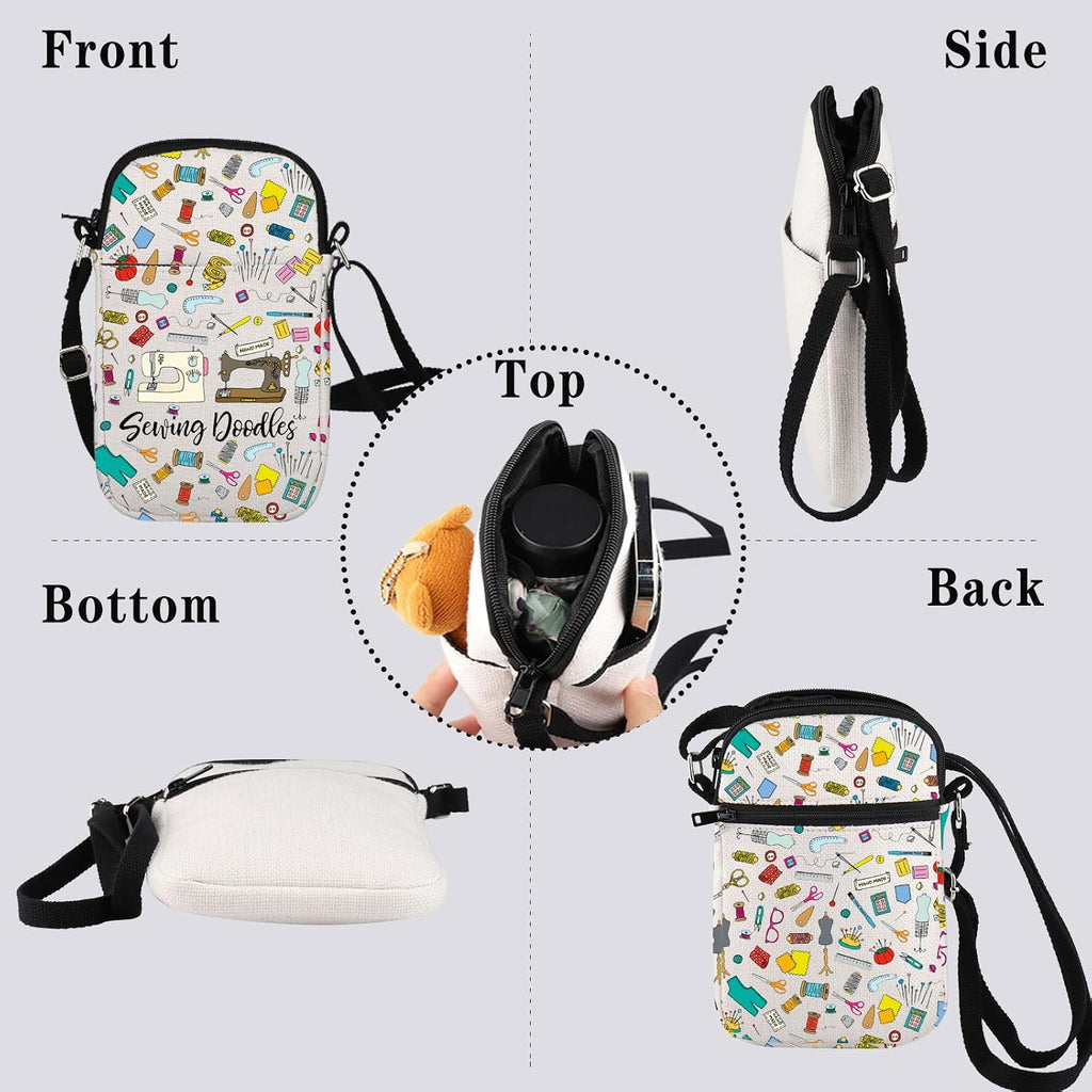 GJTIM Sewing Gift for Women Sewing Project Bag Sewing Doodles Zipper