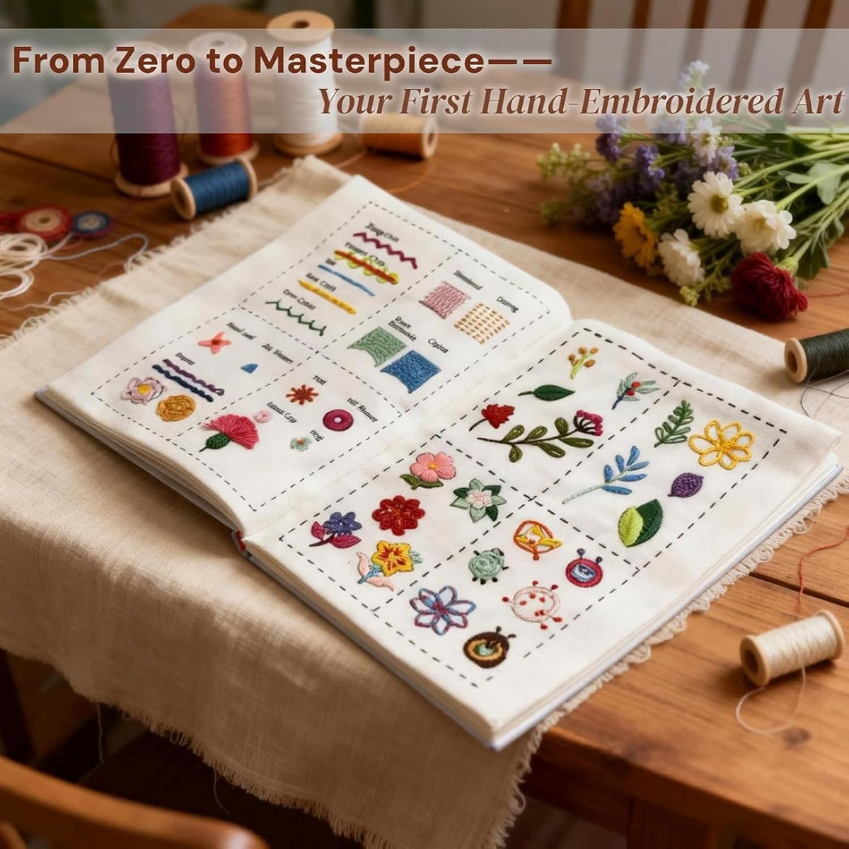 ZFBDMC Embroidery Stitch Book, 2026 Upgraded Portable DIY Embroidery