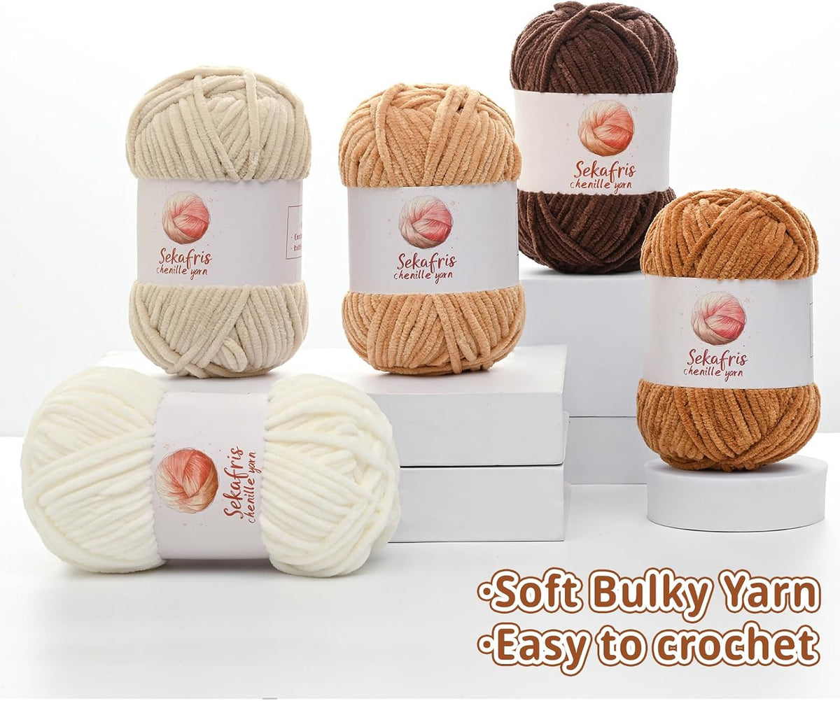 Chenille Yarn for Crocheting, Size 5 Bulky,Sapphire Blue