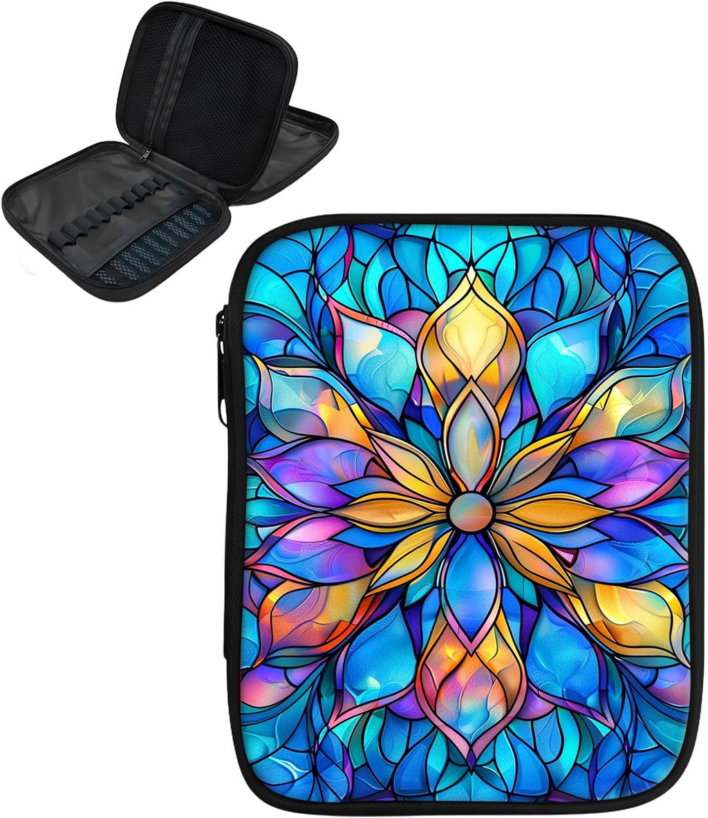ETLKJVBL Crochet Hook & Knitting Needle Organizer Case, Stained Glass
