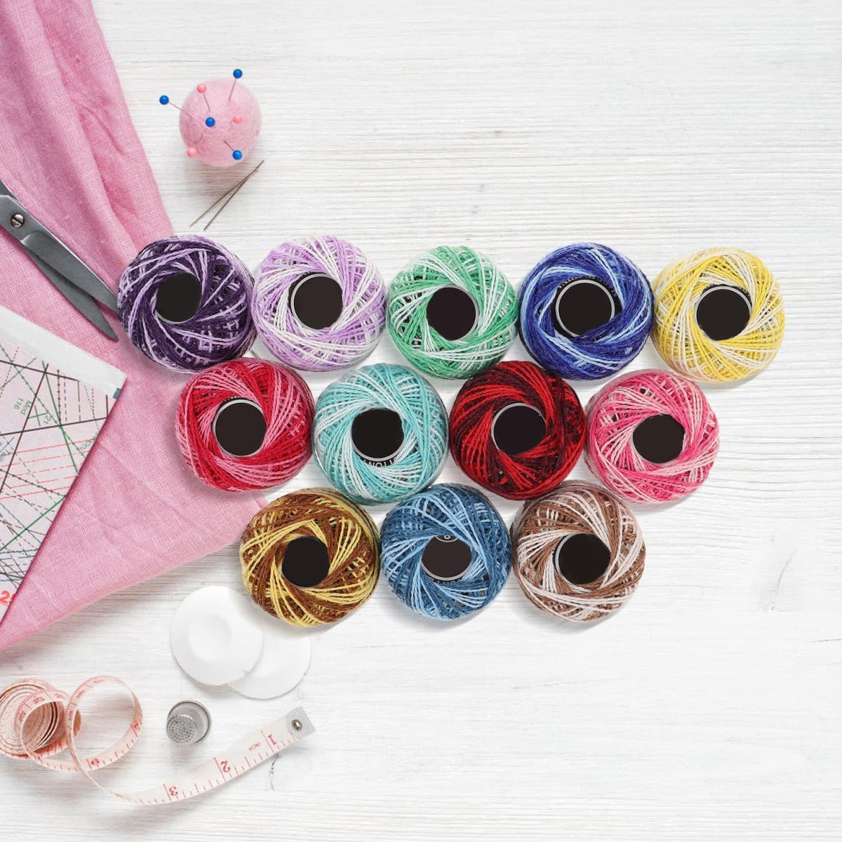 12 Piece Cotton Embroidery Threads Set for Cross Stitch Projects