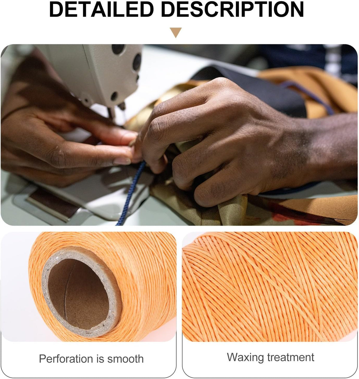 Leather Sewing Wax Thread for Hand Stitching, 150D 0.8mm