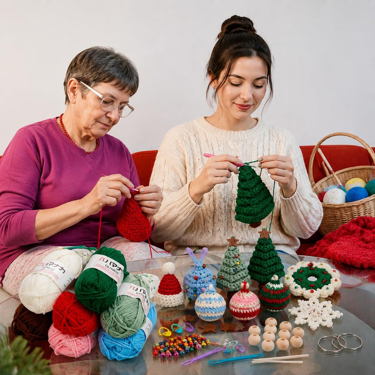 Uhapeer Christmas Crochet Kit for Beginners, 11-Pack Crochet