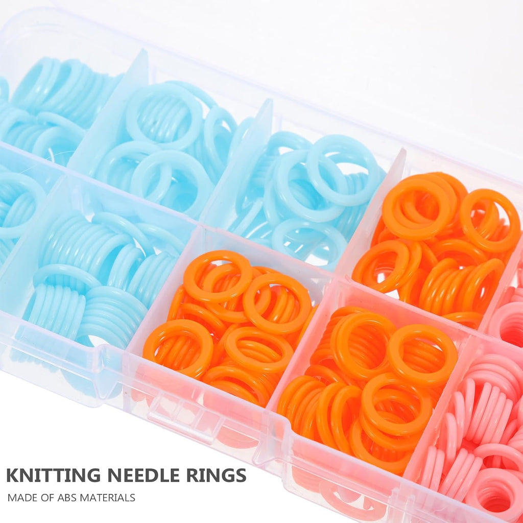 JEWEDECO 450 Pcs Colorful Crochet Stitch Markers ABS Round Rings