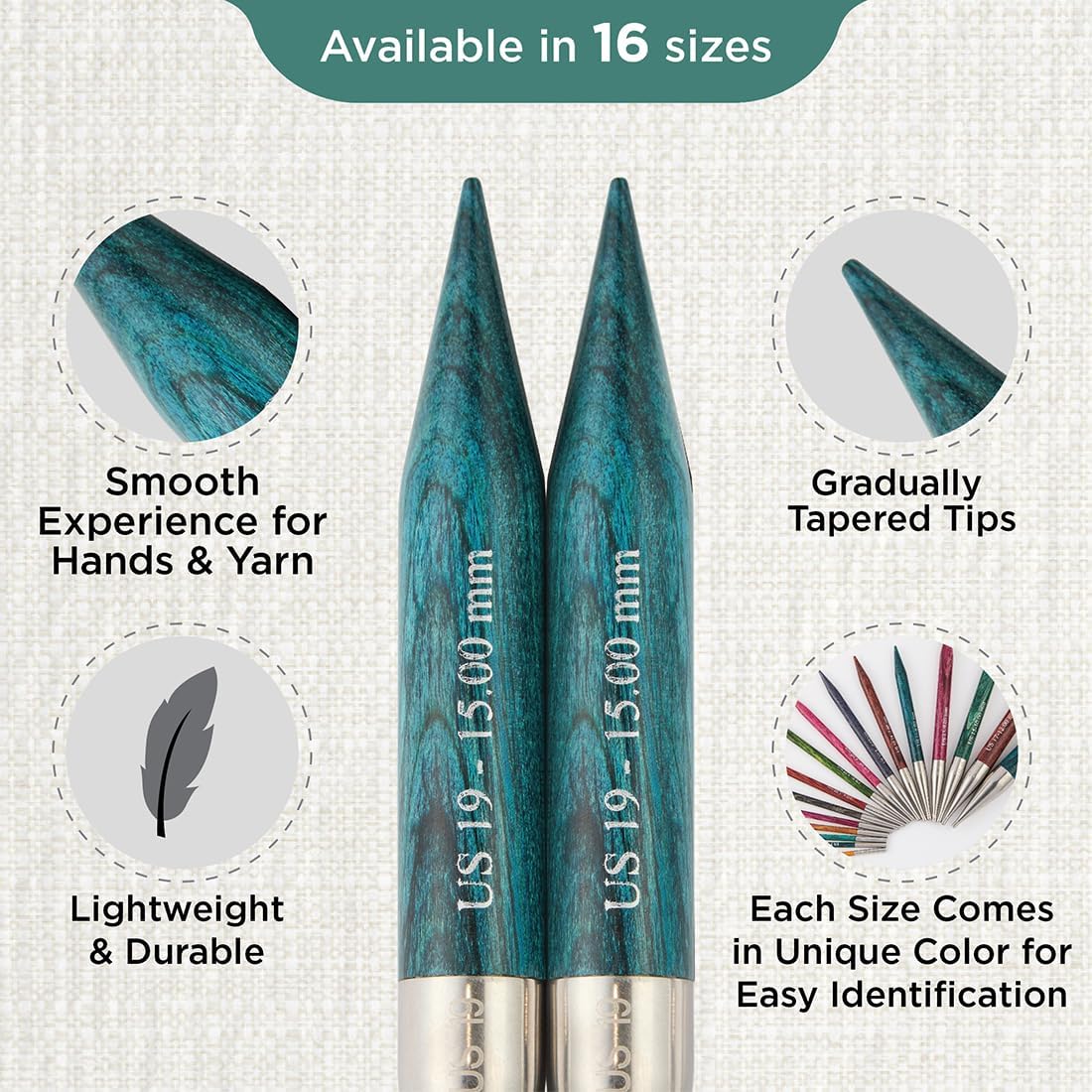 KnitPro Dreamz Interchangeable Circular Needles 5" (13cm) | US Size 19