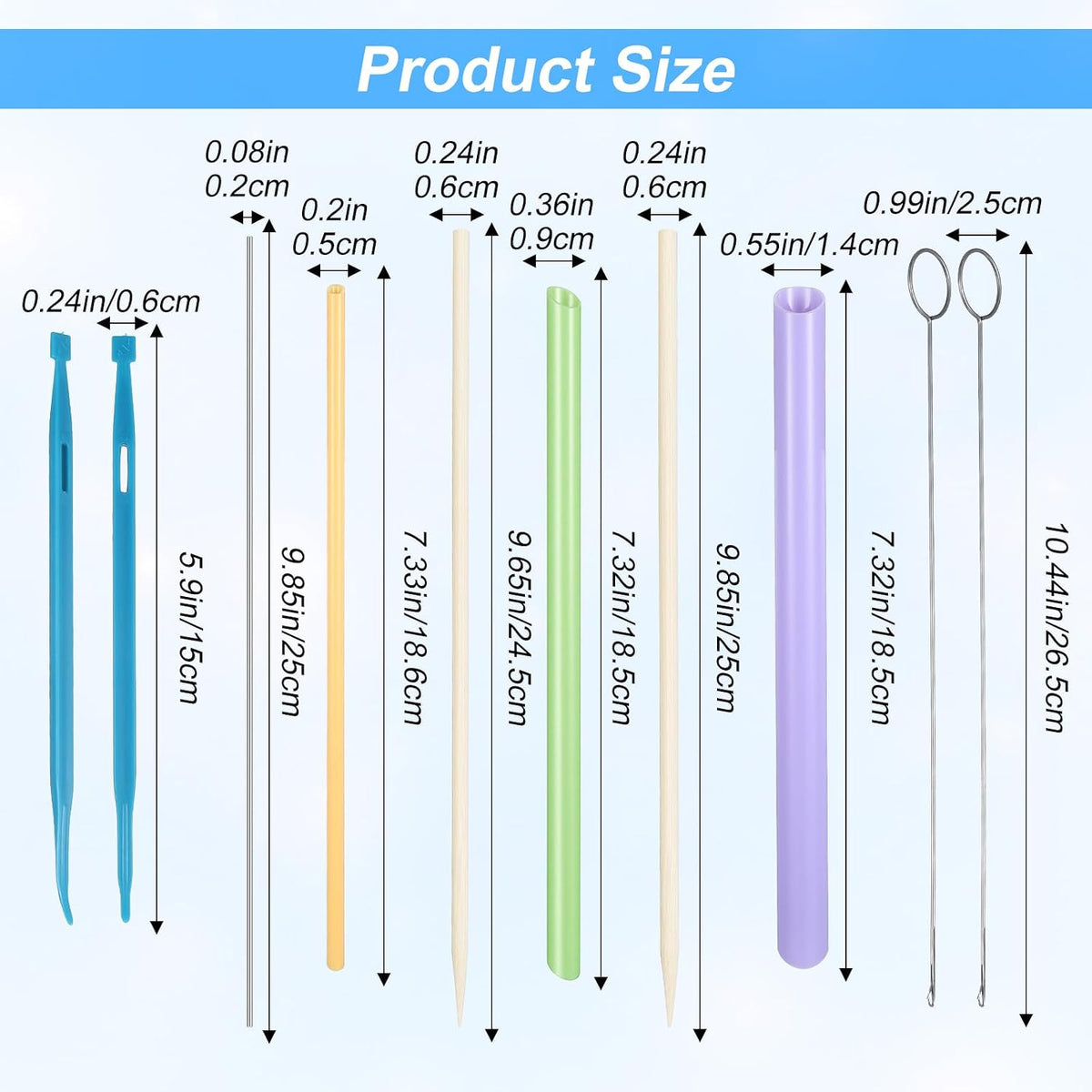 10PCS Tube Turner Sewing Tool Set, Point Loop Turner Needle Threader