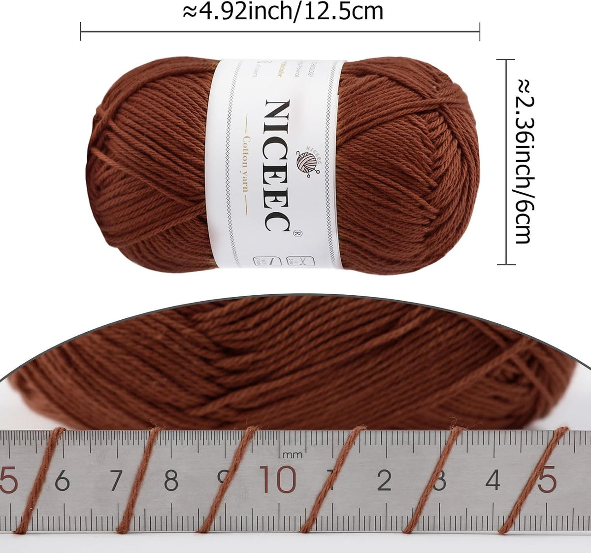 NICEEC 4 Skeins Cotton Yarn Soft Baby Yarn- Caramel