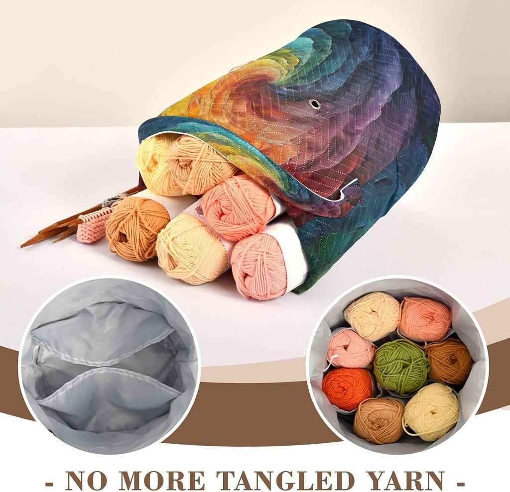YETTASBIN Tie Dye Yarn Storage Bag, Large Crochet Knitting Bag