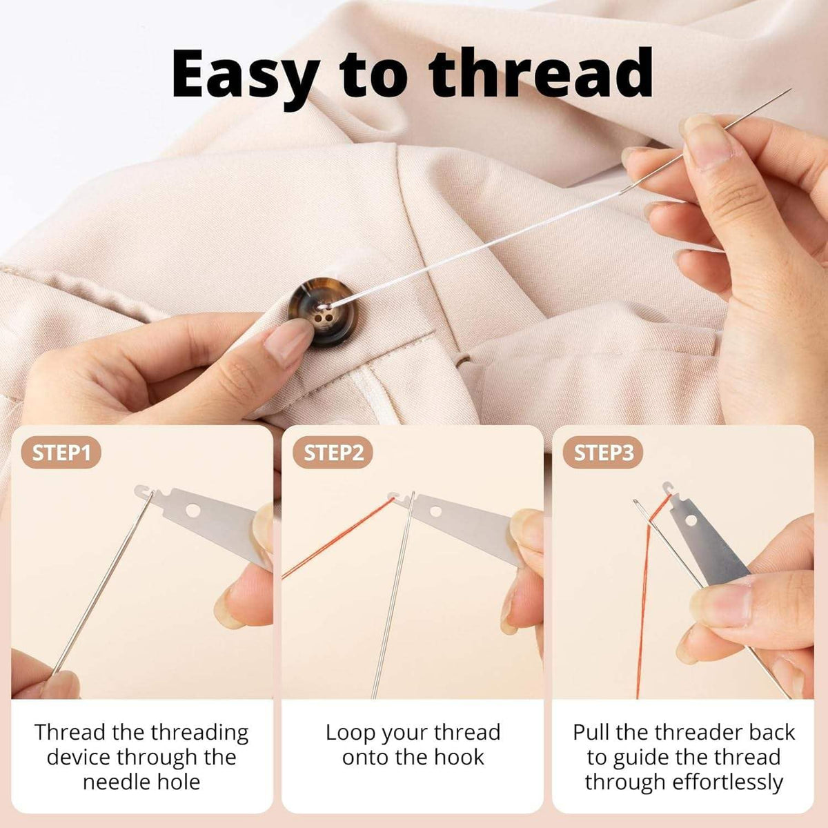 Steel Needles Set 36 pcs, Sewing Tool Set -Big Eye Steel Sewing
