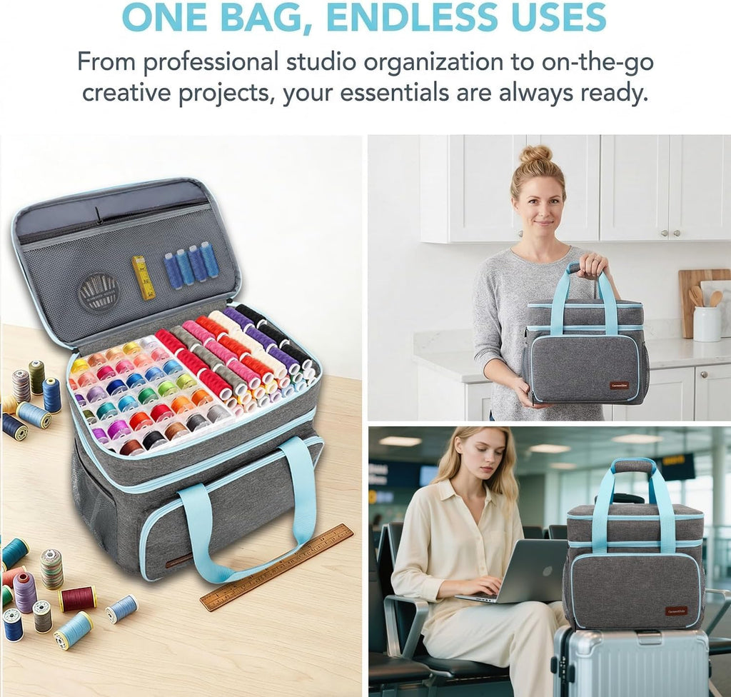 Sewing Supplies Organizer, Double-Layer Storage Bag with Detachable