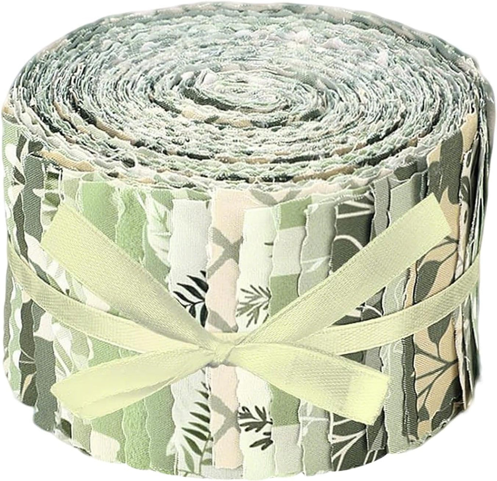 40 Pcs Jelly Roll Fabric Strips for Quilting, Crafting, Sewing, Sage