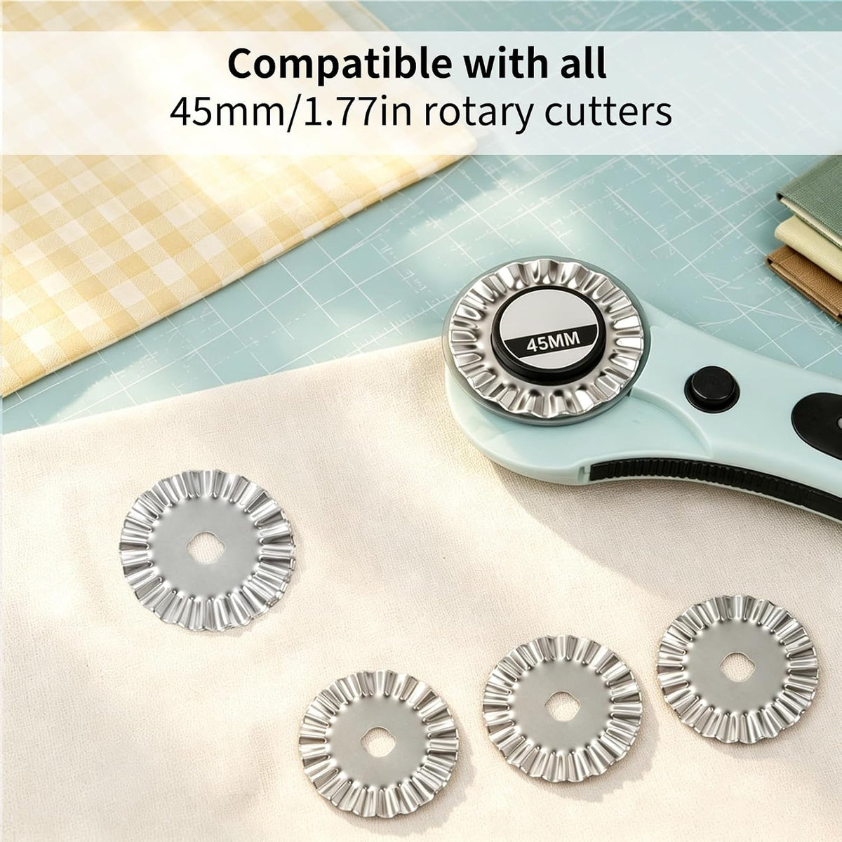 XIHIRCD 5pcs Rotary Cutter Blades, Wave Rotary Cutter for Fabric