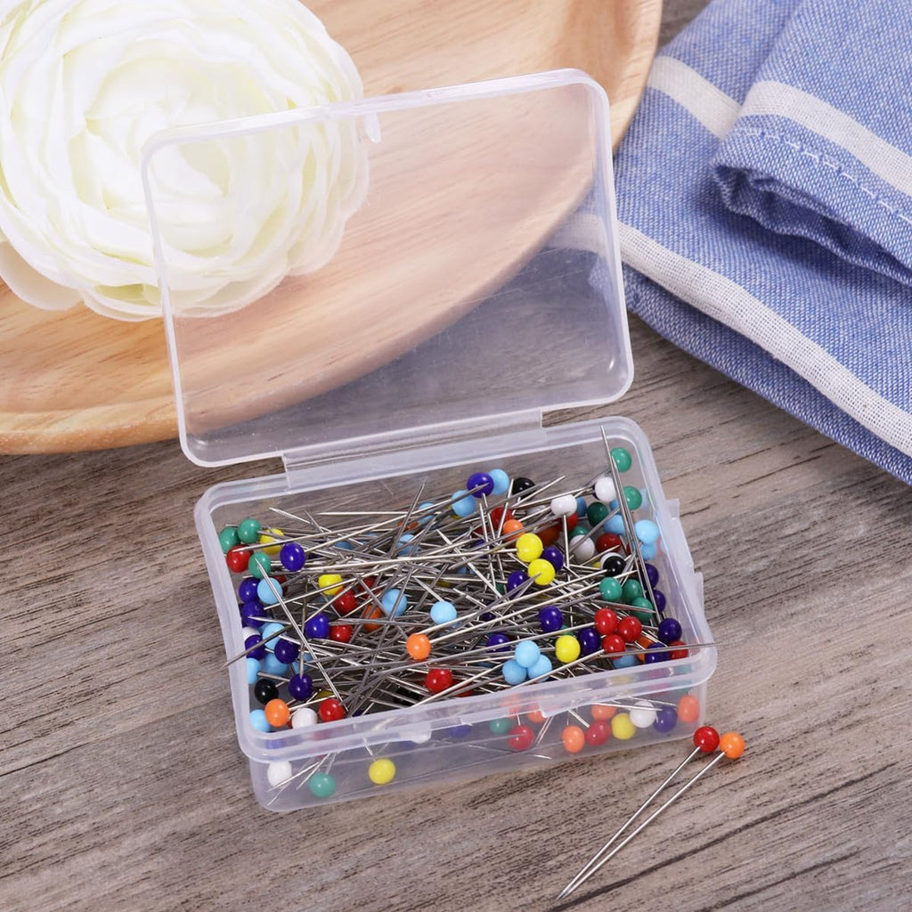 100pcs Glass Head Sewing Pins, 34mm Steel 4mm Heads for Quilters