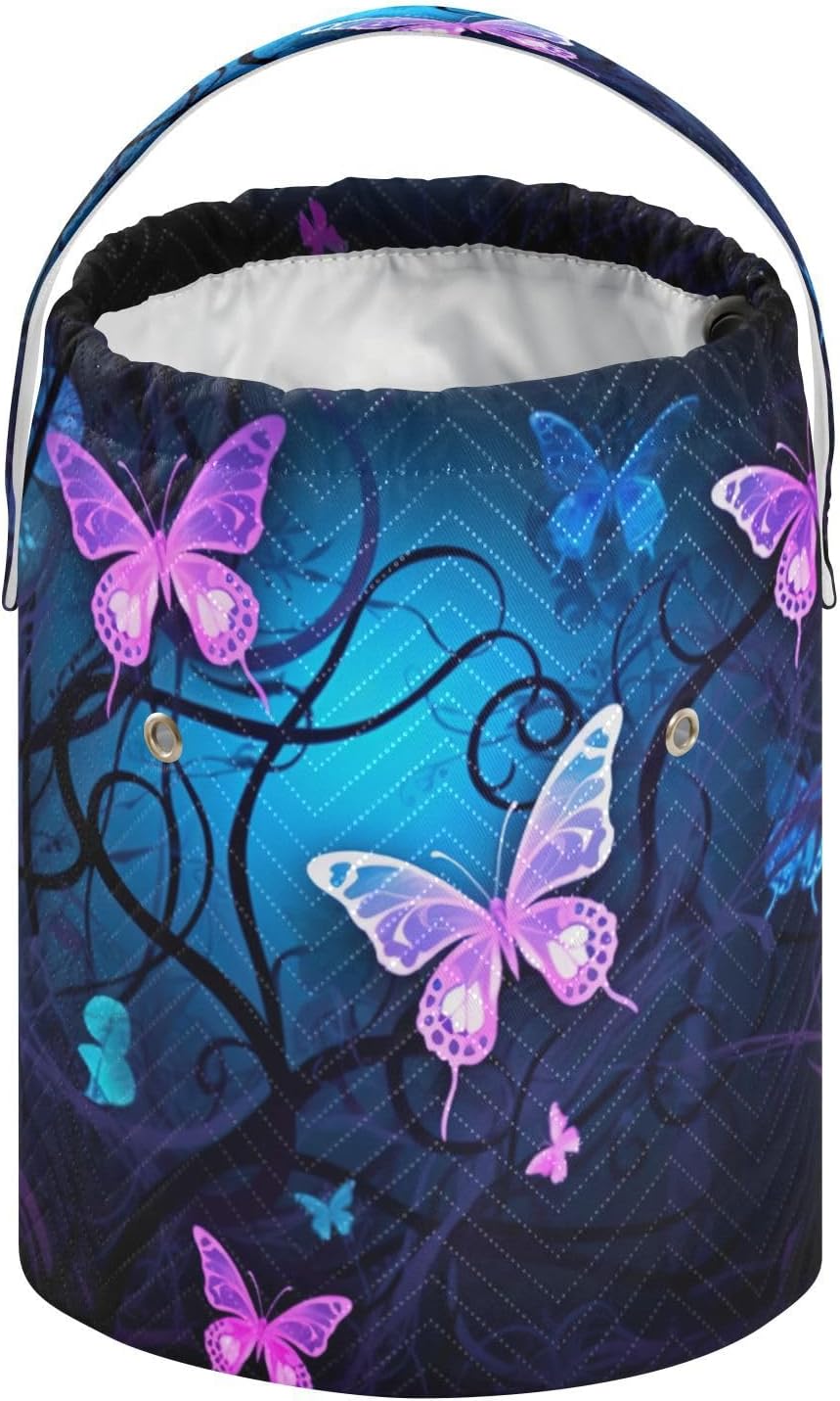 YETTASBIN Purple Blue Butterfly Yarn Storage Bag, Large Crochet