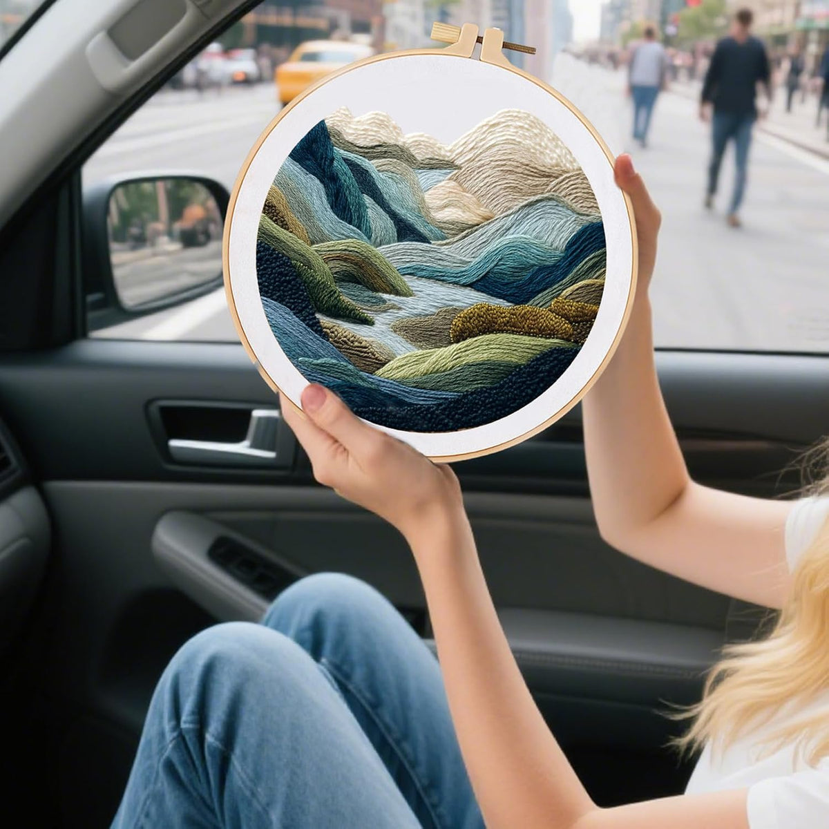FONNUY Embroidery Kit for Beginners, Nature Hills Landscape