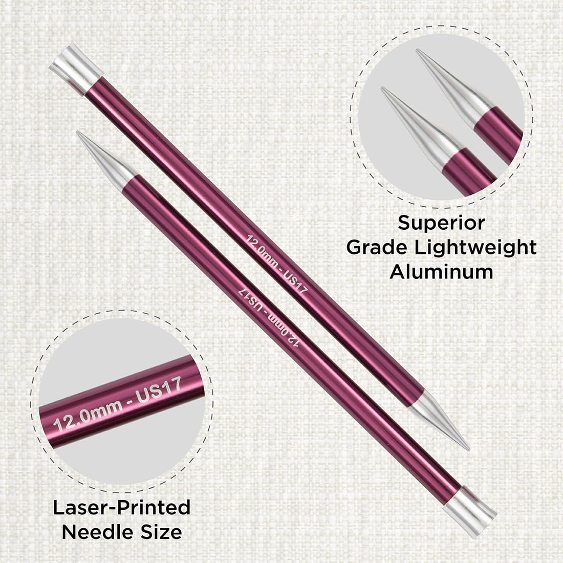KnitPro Zing Single Pointed Needles 14" (35cm) | US Size 17 (12mm)
