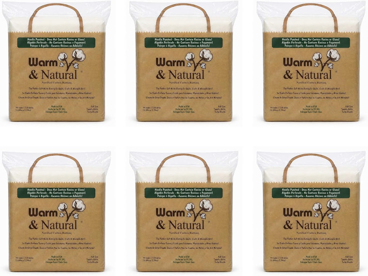 The Warm Company - Warm & Natural Cotton Quilt Batting – 6-Pack Full