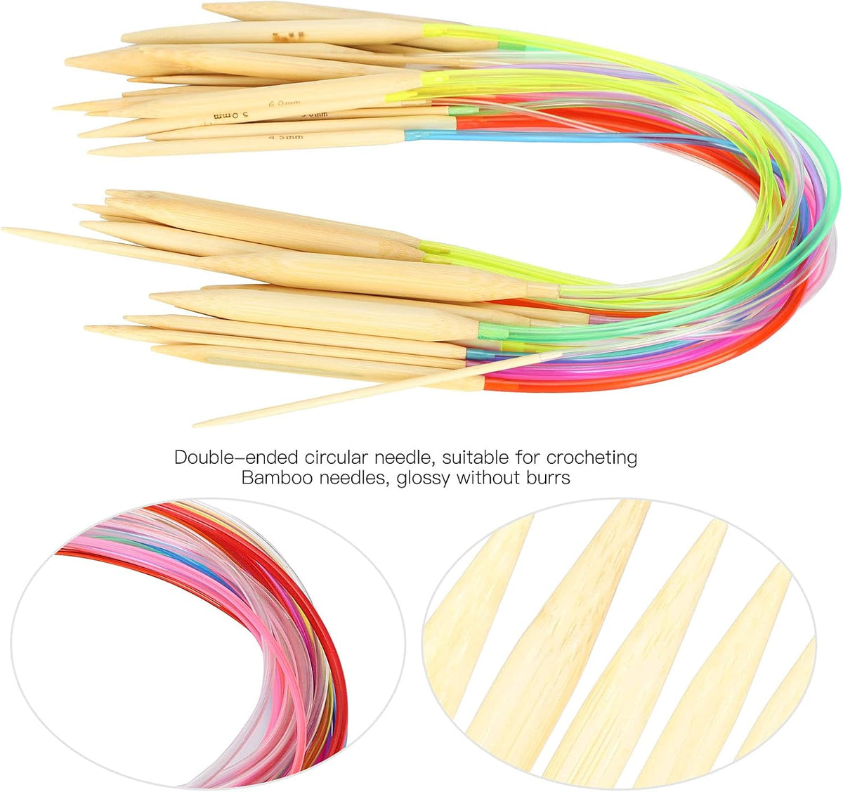 Greensen 18Pcs Bamboo Circular Knitting Needles Set, Durable and