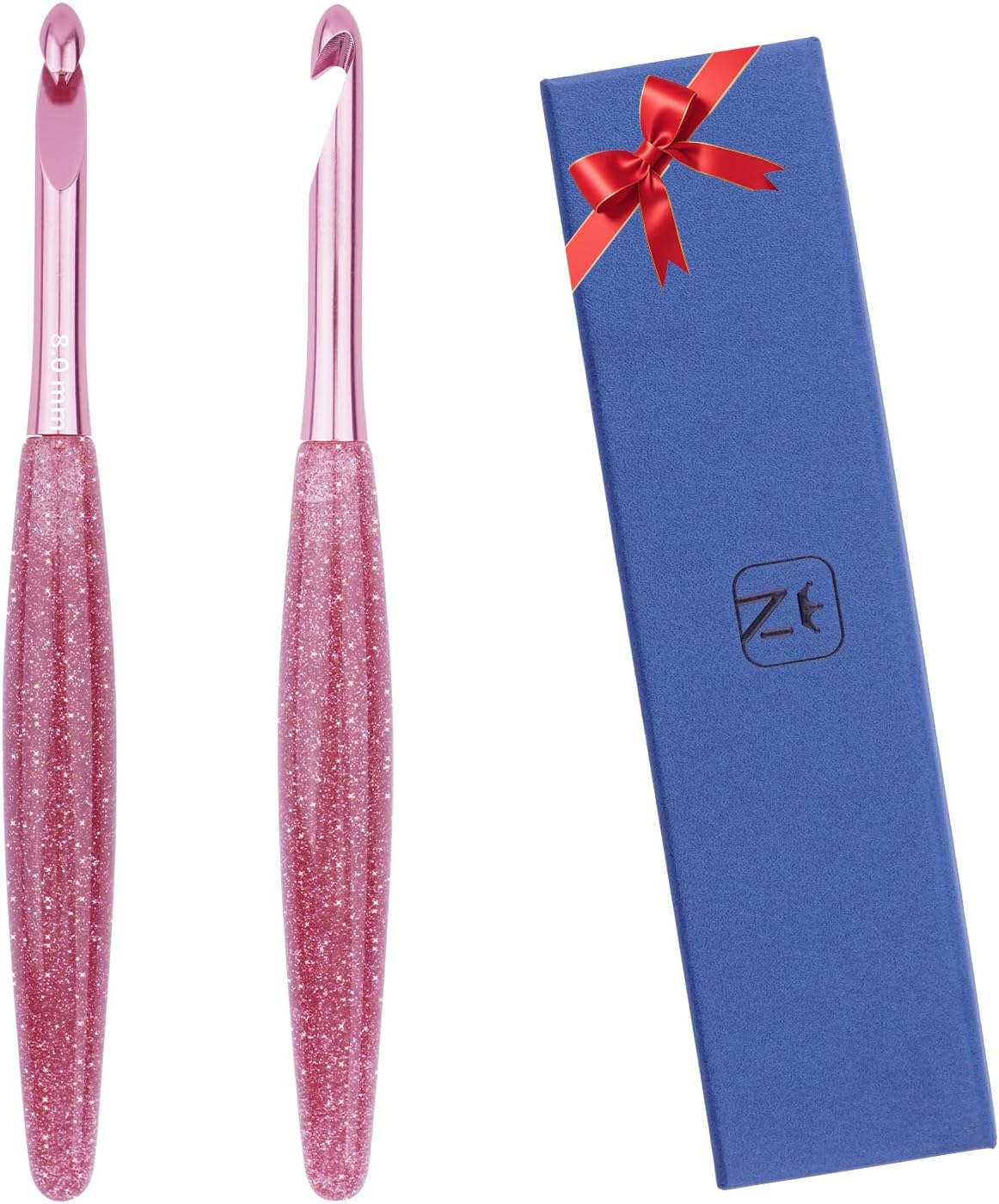 Weabetfu Inline Crochet Hooks Size G/6(4mm) with Glitter Resin Grips