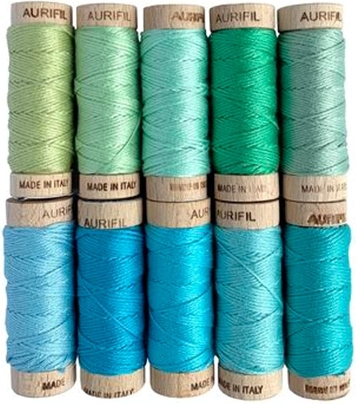 Aurifil Susan Ache Seaside Blues Thread Set 10 sm spools 6 Strand