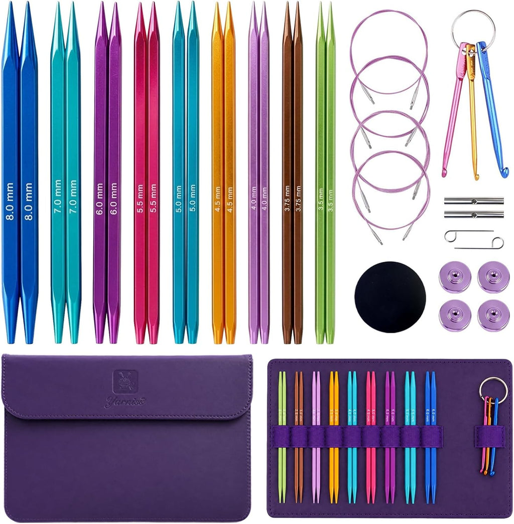Yarniss 9 Pairs Square Circular Knitting Needles Set with Cable US