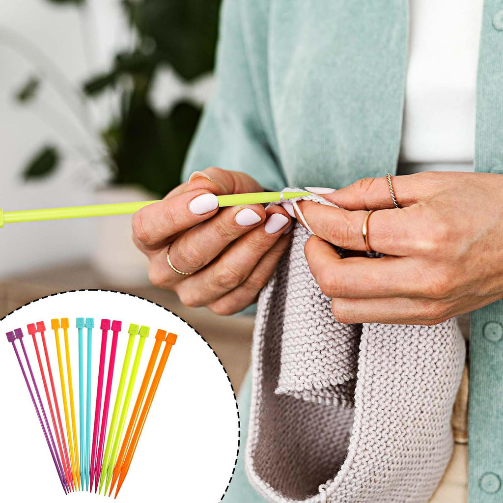 14 PCS Knitting Needles, 4 Mm-10 Mm Colorful Single Point Knitting