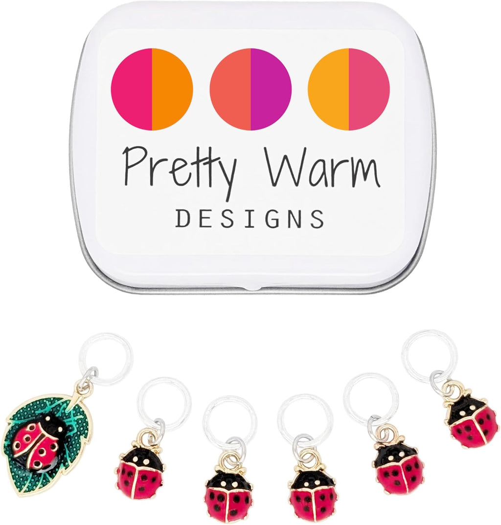 Ladybug Knitting Stitch Markers Set of 6 & Storage Case